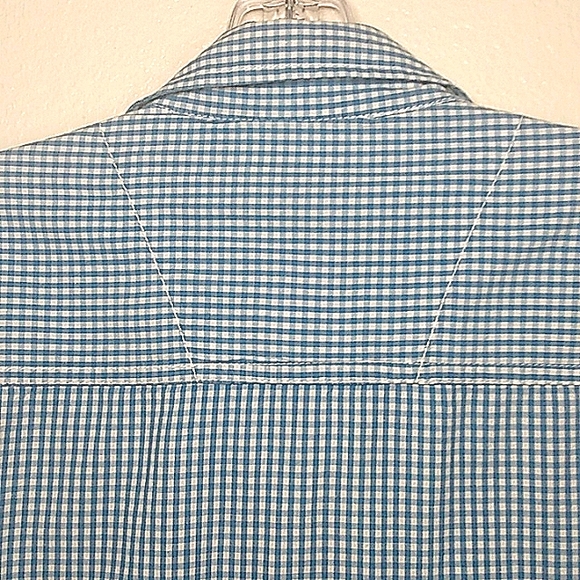PD&C blue white check button up long sleeve shirt 2X xxl - Picture 9 of 11